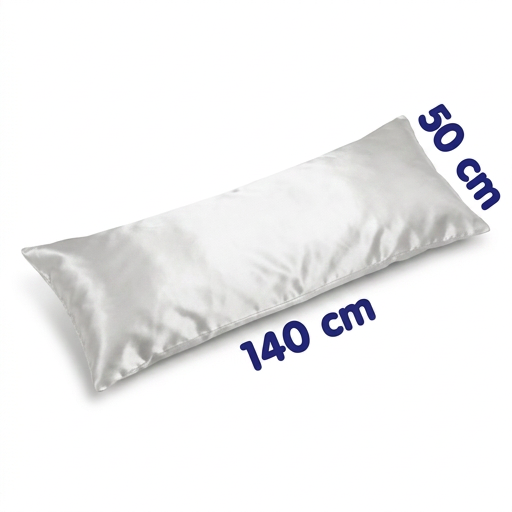 BİR YASTIKTA KOCAYIN YASTIĞI Beyaz Yastık Saten (Düz UZUN) 140cm x 50cm dikdörtgen