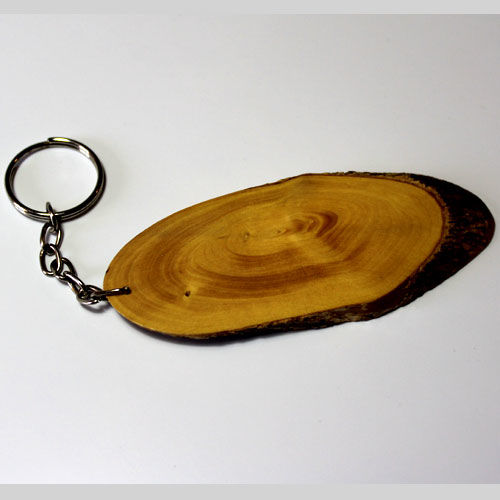 Doğal Ahşap oval anahtarlık - Lazer kazıma - kesim ve UV baskı