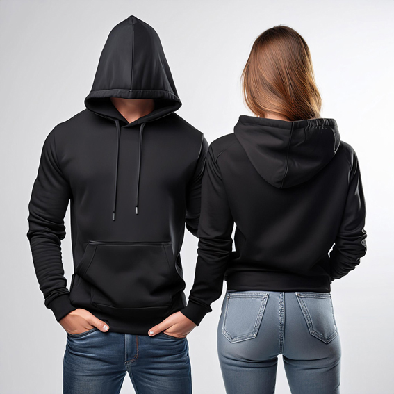 Kapşonlu Önü Düz Sweatshirt Nakış İşleme