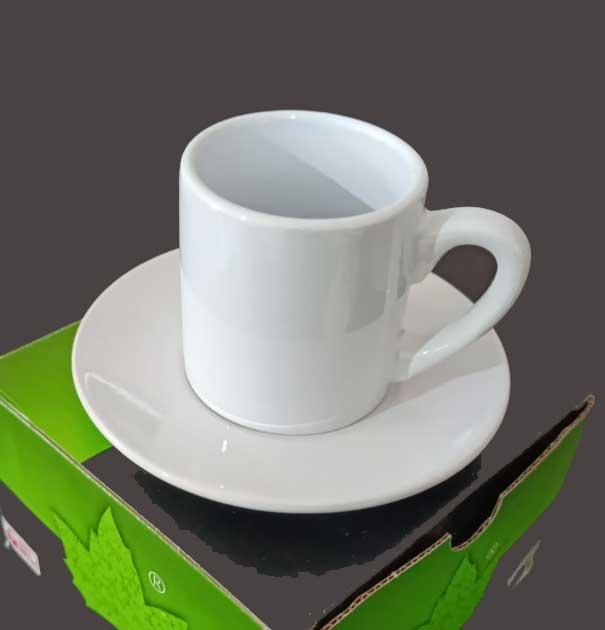 Beyaz Porselen Türk Kahvesi Fincanı + Karton kutu +  Tasarım + Baskı