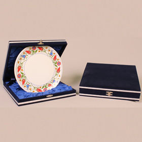 Seramik Mavi Osmanlı Desen Bordürlü Çapı 20 cm - baskı alanı 12 cm + özel kadife kutu + tasarım + baskı