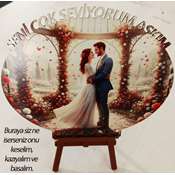 Kişiye Özel Ahşap Mdf Desen Lazer Yazı kesim ve Dijital Baskı 24X20 CM Şovale ayaklı 