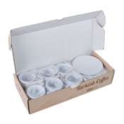 Beyaz Porselen Türk Kahvesi Fincanı (6'lı set) + Karton kutu +  Tasarım + Baskı