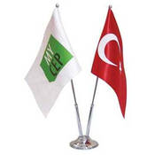 İkili Masa Bayrağı Türk Bayrağı + Özel Bayrak Baskı