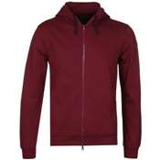 Bordo Kapşonlu Önü Fermuarlı Sweatshirt Baskı