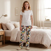 Kısa kollu beyaz pijama baskı Desenli Pijama Altı